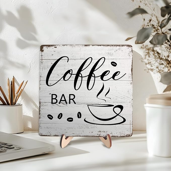 Coffee Bar Decor Sign – Rustic Wooden Plaque - Image 3