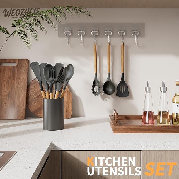 Silicone Cooking Utensil Set, Nonstick Kitchen Utensils 446°F Heat-Resistant - Image 6