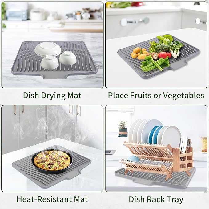 Silicone Dish Drying Mat 16x13, Food-Grade Silicone, Easy Clean Pad - Image 8