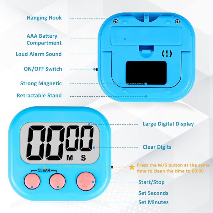 ZILLEEN Classroom Timers for Kids Classroom Magnetic Digital Kitchen Timers for - Image 7