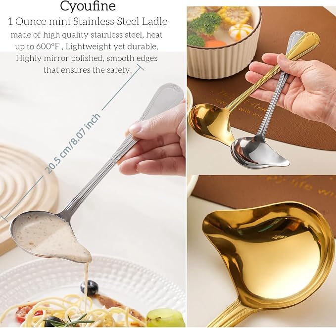 2-Pack Gravy Spoon Small Ladle for Sauce/Gravy / .1 Ounce mini Stainless Steel - Image 2