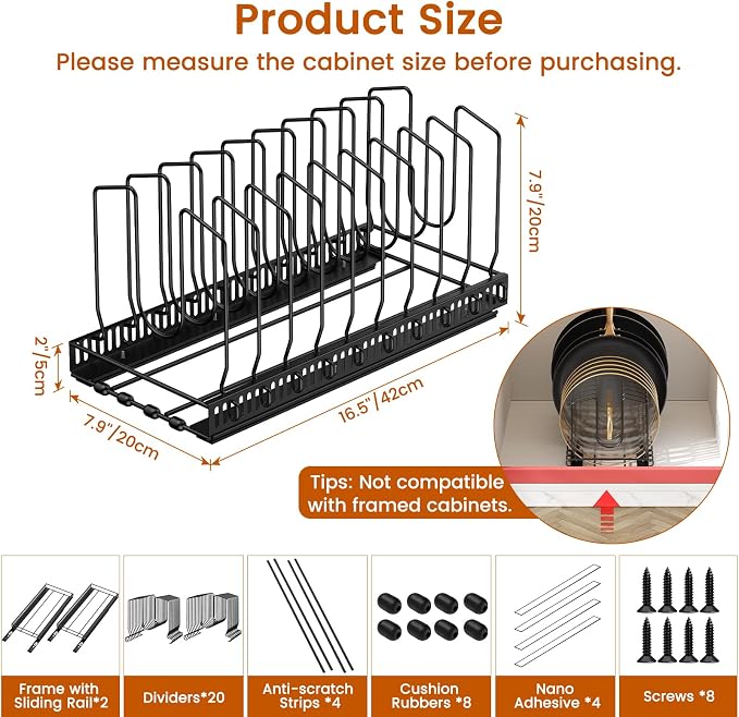 Housolution 2 Pack Pull Out Pot and Pan Organizer - Image 7
