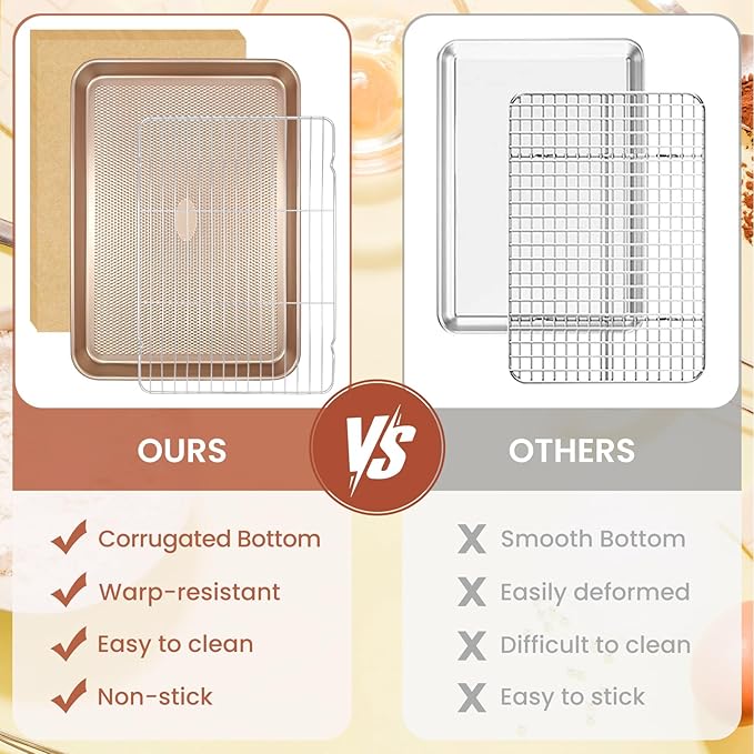 Baking Sheet with Wire Rack Set, 2 Sheet Pans with 2 Cooling Racks, Thickened - Image 6