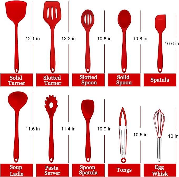 E-far 10 Pieces Silicone Cooking Utensils Set, Heat Resistant Kitchen Utensil - Image 2