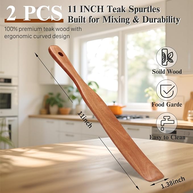 2Pcs Skinny Spurtle for Sourdough Starter, Reaching Bottom of Jars, Dough Whisk - Image 2