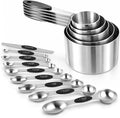Magnetic Measuring Cups and Spoons Set, Strong N45 Magnets, 304 Stainless Steel by Strelitsia