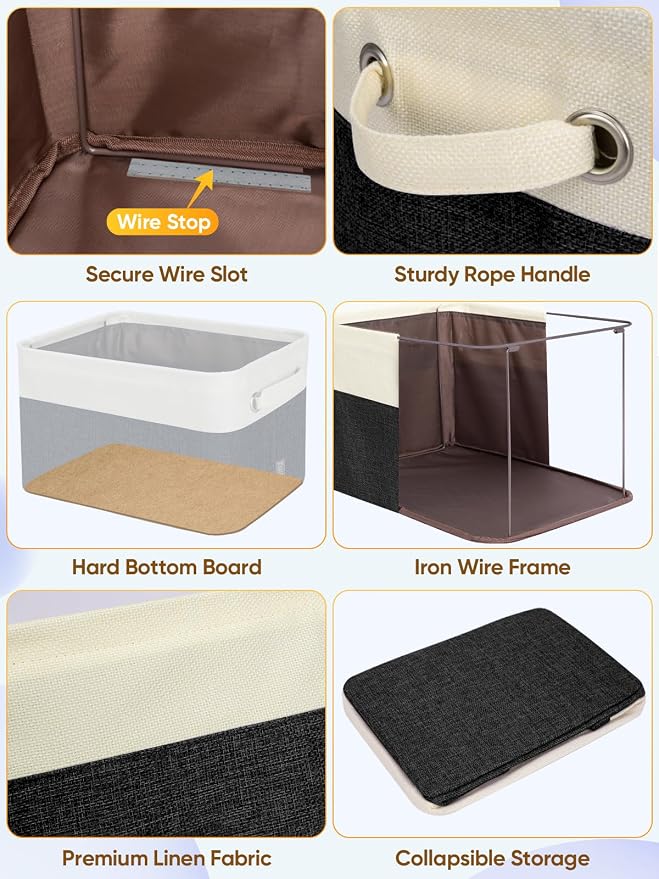BALEINE 3 Pack Fabric Closet Storage Bins - Image 6