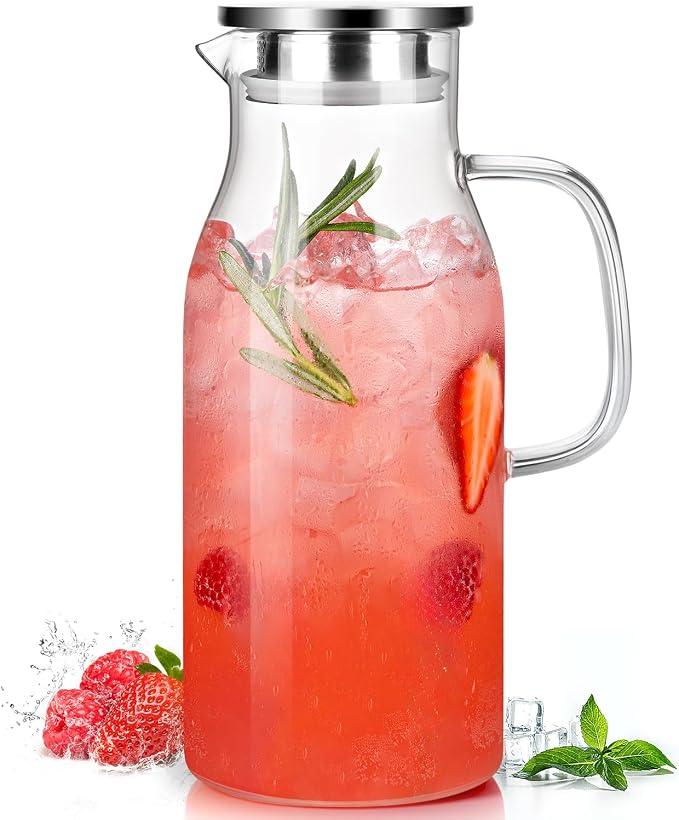 LUNA&MANTHA Glass Pitcher, 2 Liter 68oz Water Pitcher by LUNAMANTHA