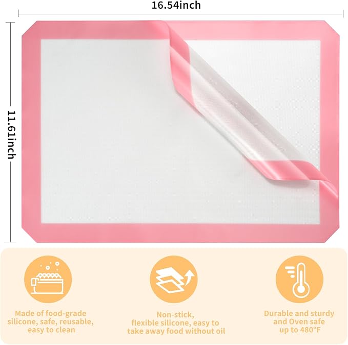 Luckyiren 2-Pack Silicone Baking Mats – Non-Stick Reusable BPA-Free Oven Liners - Image 2