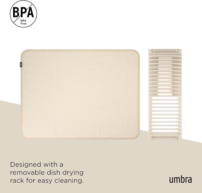 Umbra Udry Dish Rack and Microfiber Drying Mat – Space-Saving Design Folds Up - Image 6