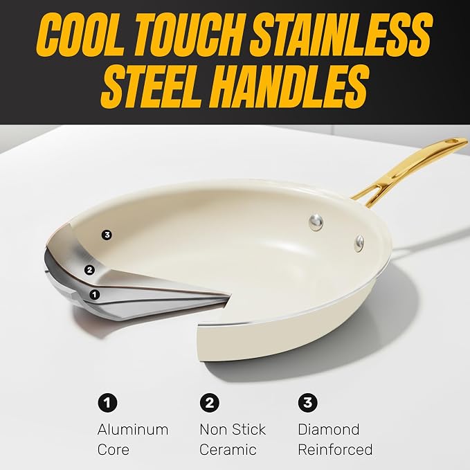 Gotham Steel 15 Pc Ceramic Cookware Set, Ceramic Pots and Pans Set Non Stick - Image 6