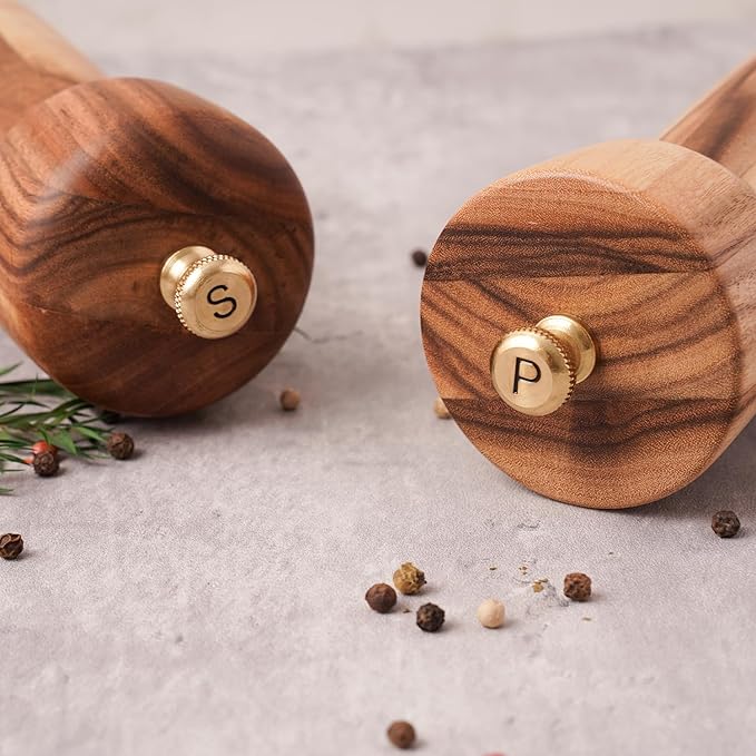 Salt and Pepper Mill Set with Tray, Adjustable Ceramic Grinder Salt Mill - Image 6