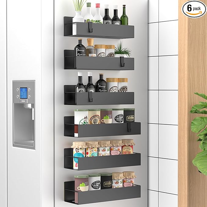 HuggieGems 6 Pack Magnetic Spice Storage Rack Organizer by HuggieGems