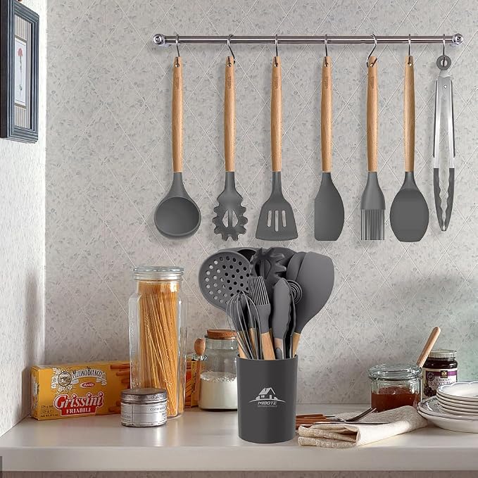 MIBOTE 17 Pcs Silicone Cooking Kitchen Utensils Set - Image 7