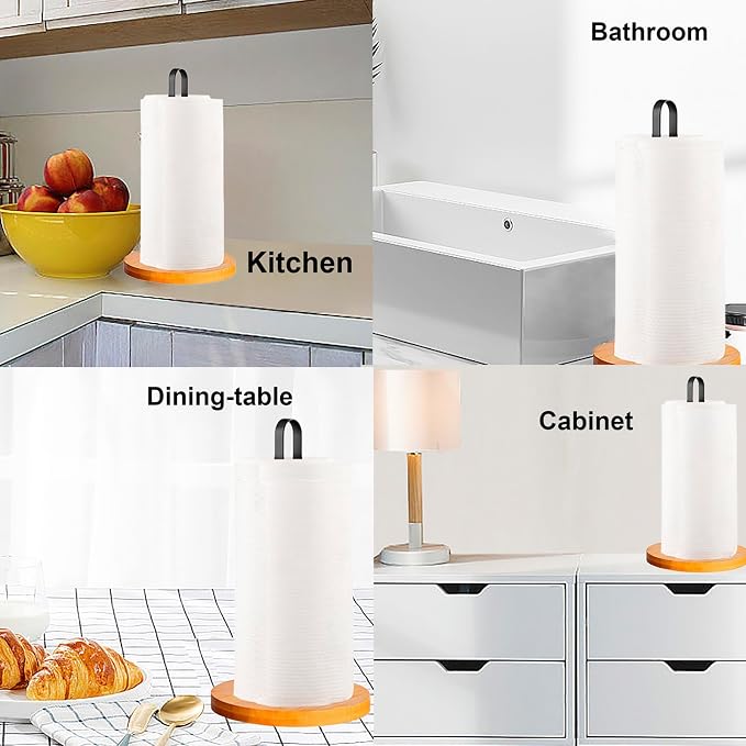 TONLEA Wooden Paper Towel Holder Countertop, Kitchen-Towel-Holder FreeStanding - Image 6