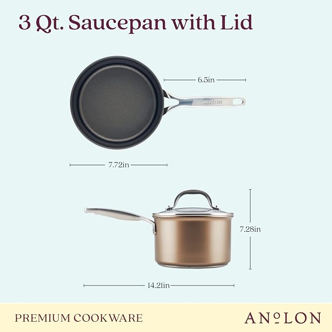 Anolon Ascend Hard Anodized Nonstick Sauce Pan/Saucepan and Lid - Image 2