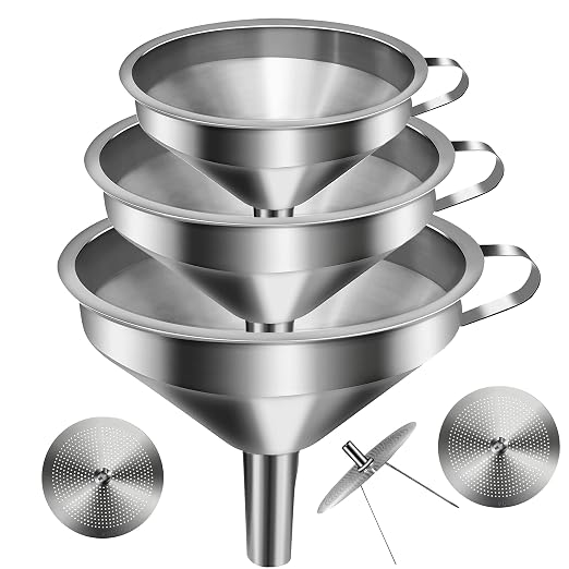 Stainless Steel Funnels for Kitchen Use, Kitchen Metal Funnel Set by Yokudo
