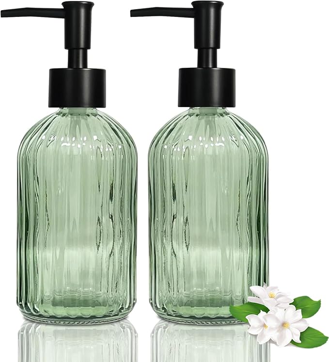 14 Oz Black Pump Glass Soap Dispenser, by Guokanfly