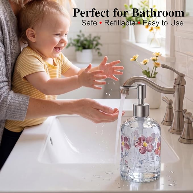 17oz Glass Soap Dispenser with Plastic Pump - Image 5