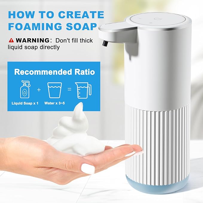 RYTOXILO Automatic Foaming Soap Dispenser, 2 Pack White Touchless Foam Hand - Image 6