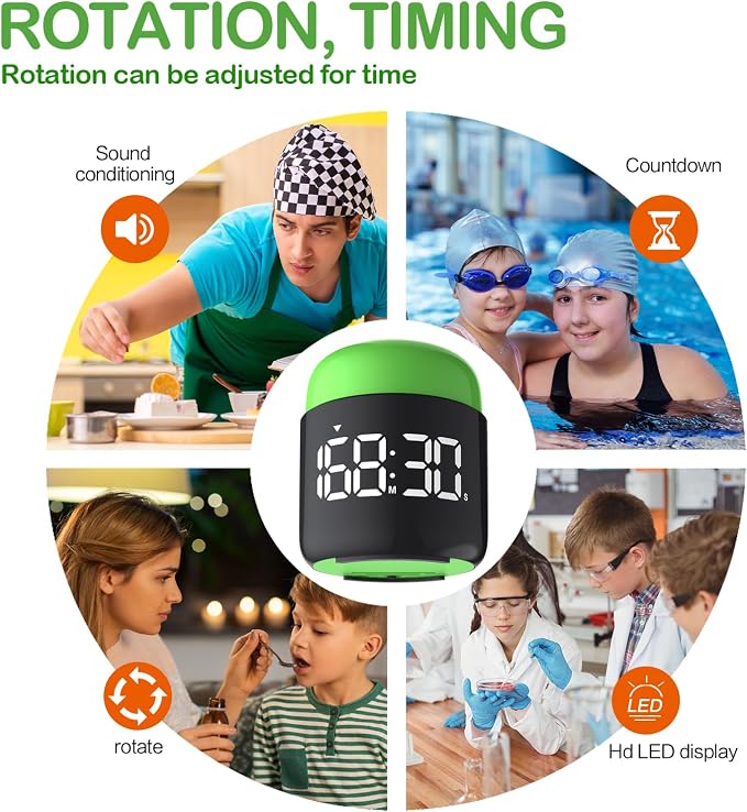 Table Twist Timer, Large LED Display Stopwatch, Silent & Loud Alarm, 199 Minute - Image 4