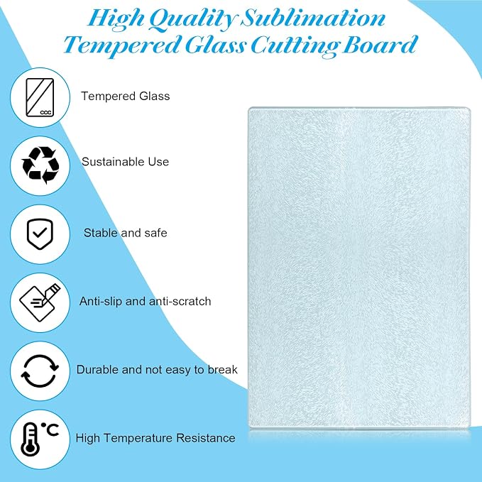 10 Pcs Sublimation Cutting Board Blanks, Textured Tempered Glass Cutting Boards - Image 6