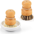 SUBEKYU Bamboo Dish Scrub Brushes, Kitchen Wooden Cleaning Scrubbers Set by SUBEKYU