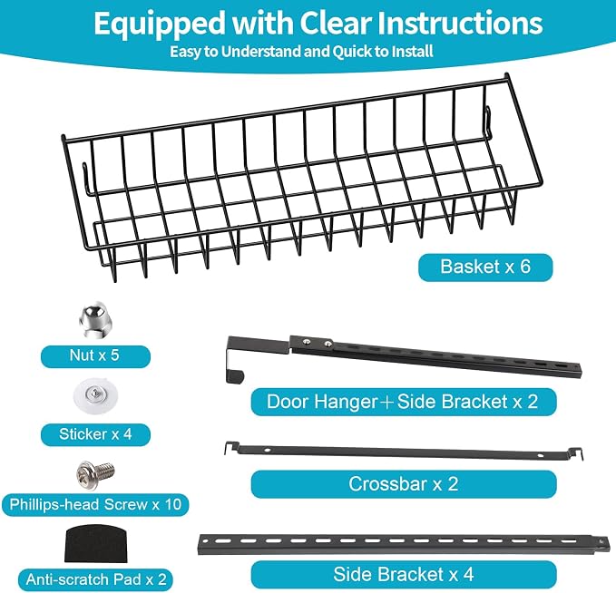 ElegantArray 6-Tier Pantry Door Oragnizer, Over The Door Pantry Organizer Rack - Image 7