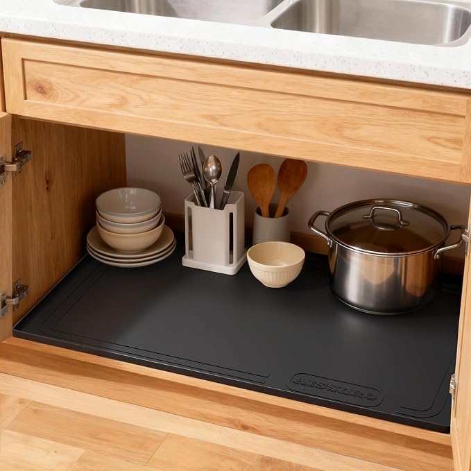 Aisslro Under Sink Mat 31" X 22", Waterproof Silicone Under Sink Mats - Image 7