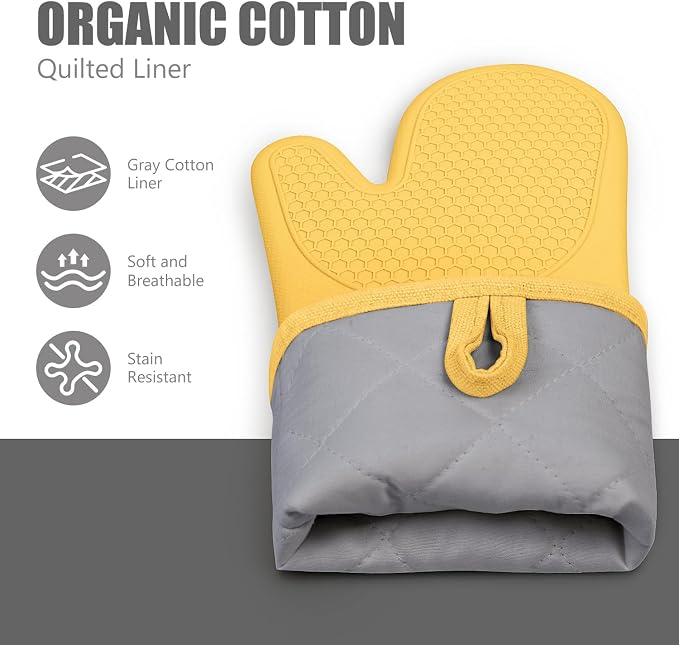 Rorecay Oven Mitts and Pot Holders Sets 6pcs, Extra Long Kitchen Silicone Oven - Image 4