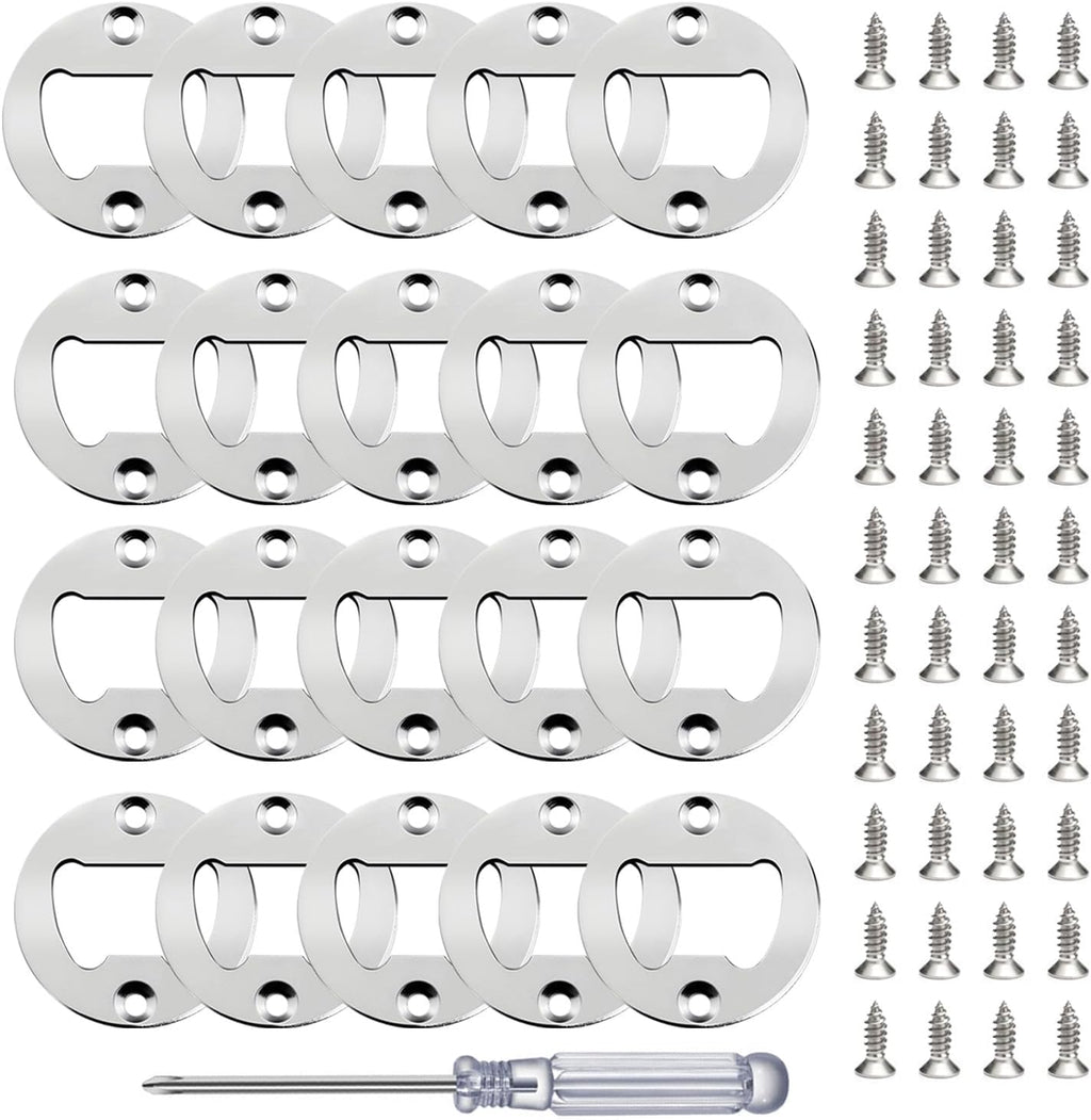 Bottle Opener Insert - 20 Sets Stainless Steel Inserts Kit with Screws