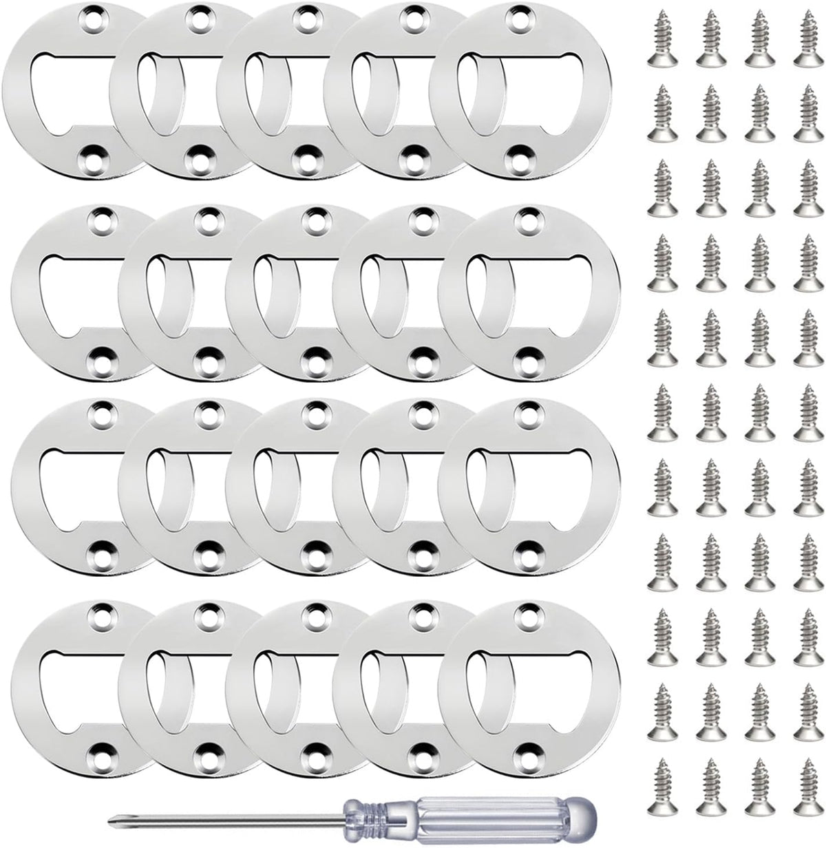 Bottle Opener Insert - 20 Sets Stainless Steel Inserts Kit with Screws