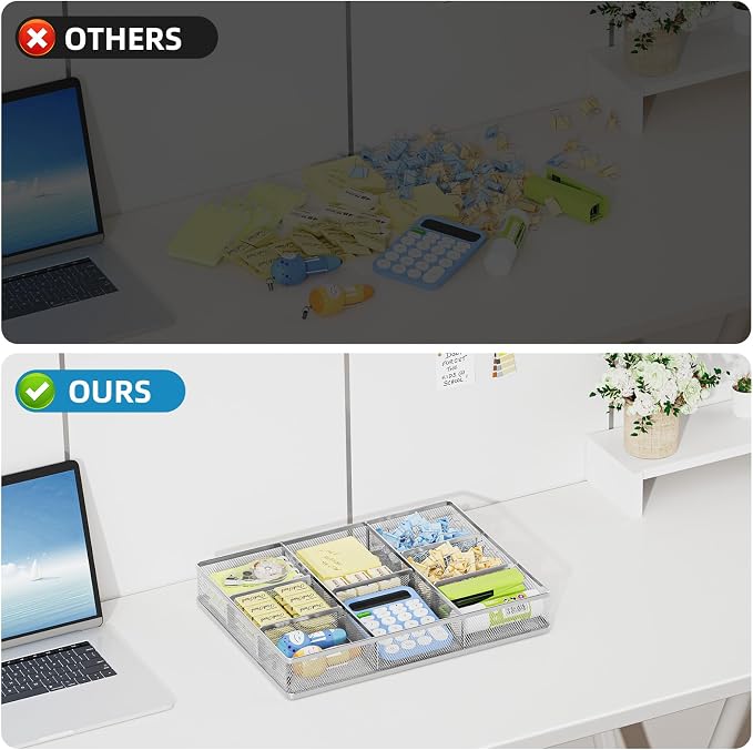 Marbrasse Desk Drawer Organizer, Metal Mesh Drawer Organizer Tray - Image 6