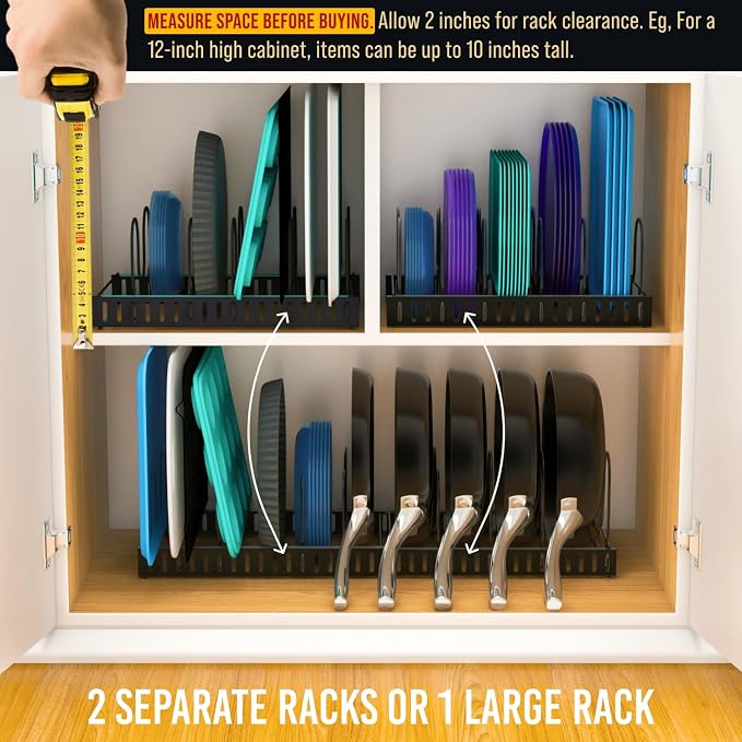 Norcalway Adjustable Bakeware Pots and Pans Organizer Under Cabinet, 11 - Image 5