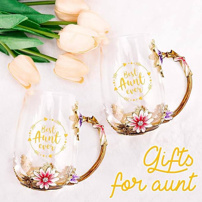 OEAGO Gifts for Aunt from Niece Nephew Tea Cup Cool Birthday Gift Enamel Flower - Image 5