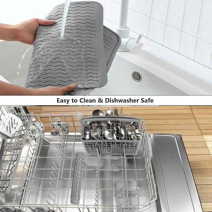 ZLR Silicone Dish Drying Mat for Kitchen Counter, Eco-Friendly Fast Dry Dish Mat - Image 8
