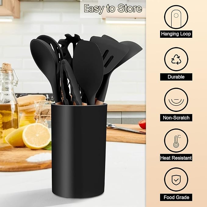 Kitchen Utensils Set of 12, E-far Silicone Cooking Utensils - Image 3