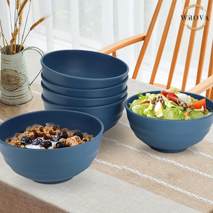 Wheat Straw Bowls Set 60 OZ Unbreakable Large Cereal Bowls Set of 6 Microwave - Image 7
