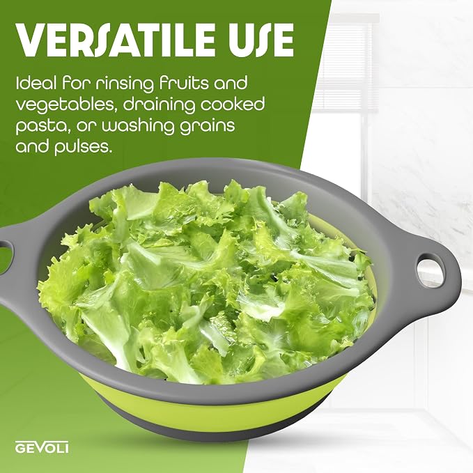 Gevoli Large Collapsible Colander - 5Qt Side Drain Food Strainer - Image 6