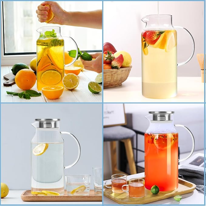 Yirilan Glass Pitcher, 90 oz/2.6 Liter Water Pitcher - Image 5