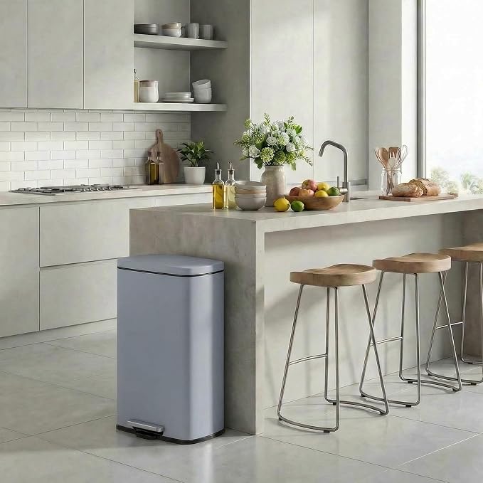 8 Gal Kitchen Trash Can, 30L Recycling or Garbage Bin, Brushed Stainless Steel - Image 7