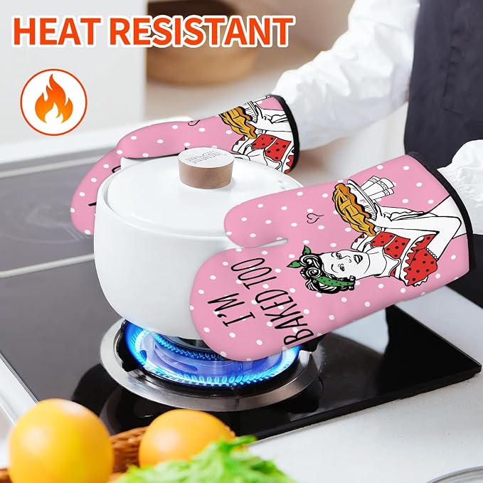Funny Oven Mitts and Pot Holders Sets Pink Kitchen Accessories Cute Kitchen - Image 2
