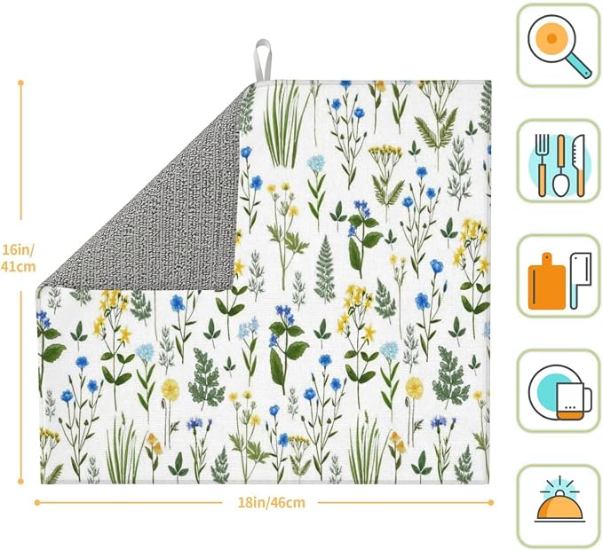 Blue Yellow Wildflower Dish Drying Mats - Image 7