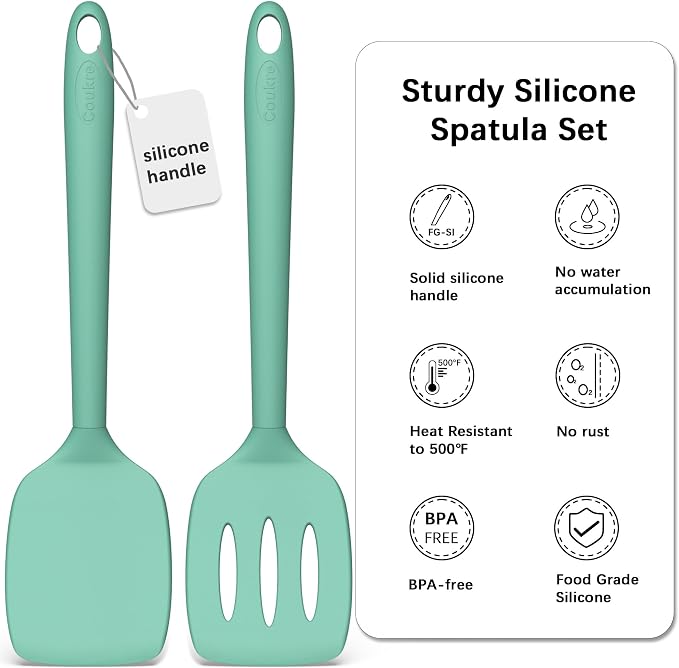 Coukre 2 Pack Silicone Spatula Set, High Heat Resistant, BPA Free Kitchen - Image 3