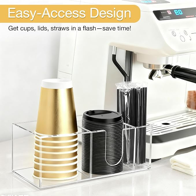 Acrylic Cup Holder for Countertop, 3 Slots Acrylic Coffee Bar Accessories and - Image 3