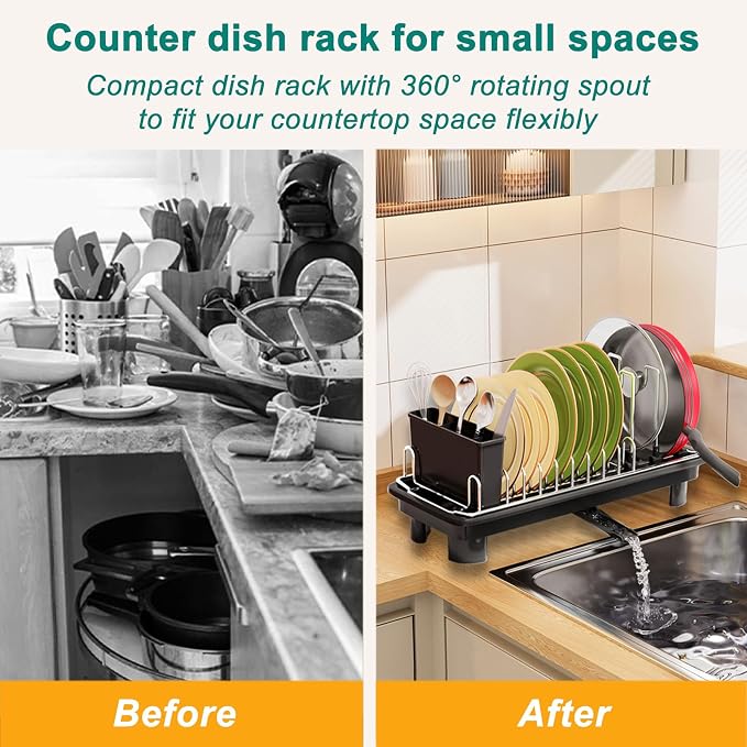 junyuan Compact Dish Drying Rack, Small Dish Rack - Image 5