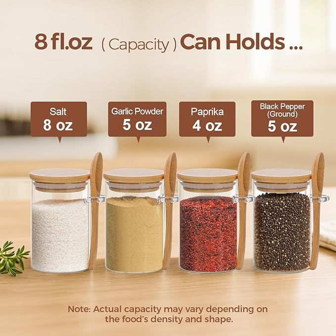ComSaf Spice Jars with Spoon 8 oz 6Pack, Small Spice Containers Starter Set - Image 2