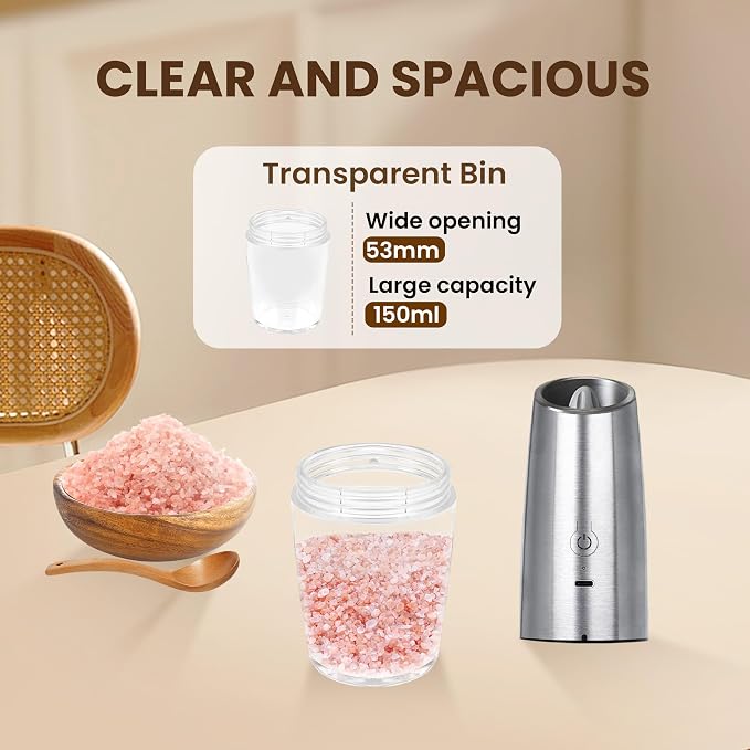 Rechargeable Electric Salt And Pepper Grinder Set, Automatic Gravity Electric - Image 5