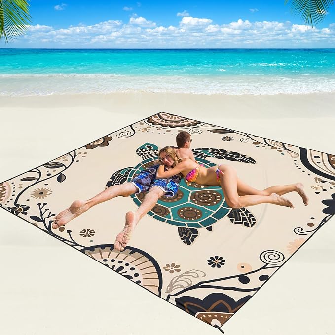 WIWIGO Beach Blanket Waterproof Sandproof Beach Mat 79" X 83"/10'x9'for 2-8 by WIWIGO
