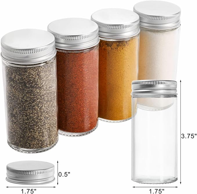 Tebery 12 Pack Round Spice Bottles 3oz Glass Spice Jars - Image 2